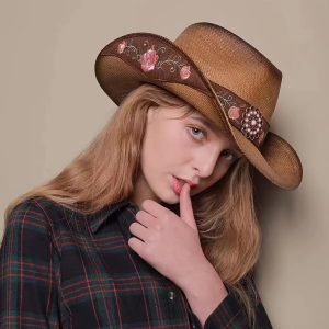 Ethnic Embroidered Flower Western Cowboy Dance Party Beach Hat - Image 3