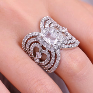 Ingenious Cubic Zircon Adjustable Mask Shape Bridal Wedding Party Ring
