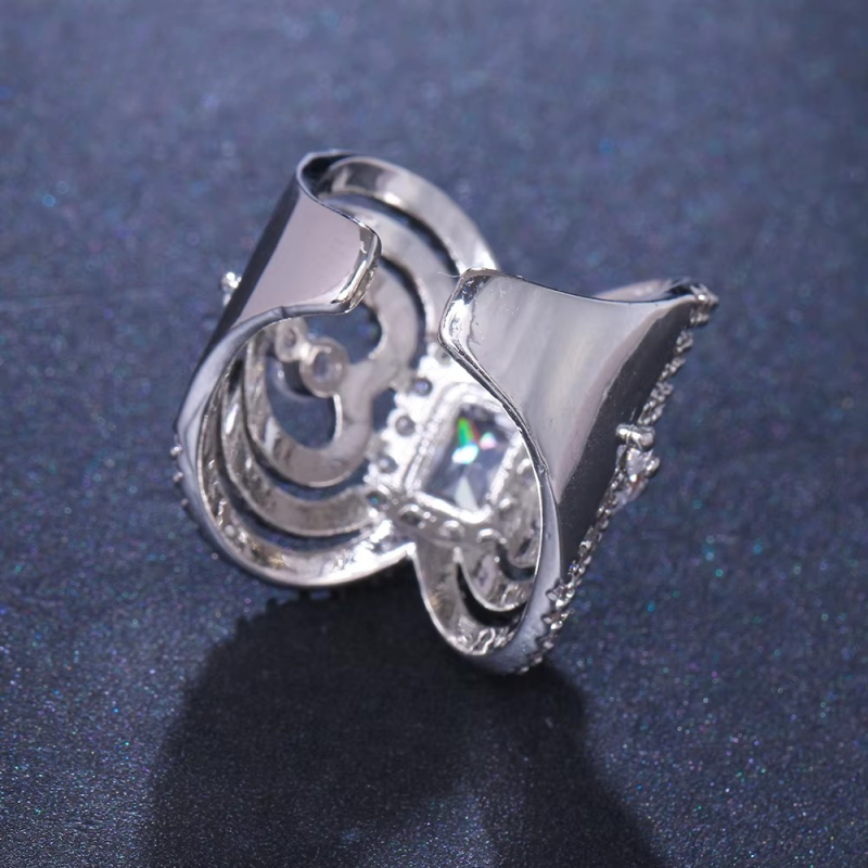 Ingenious Cubic Zircon Adjustable Mask Shape Bridal Wedding Party Ring - Image 6
