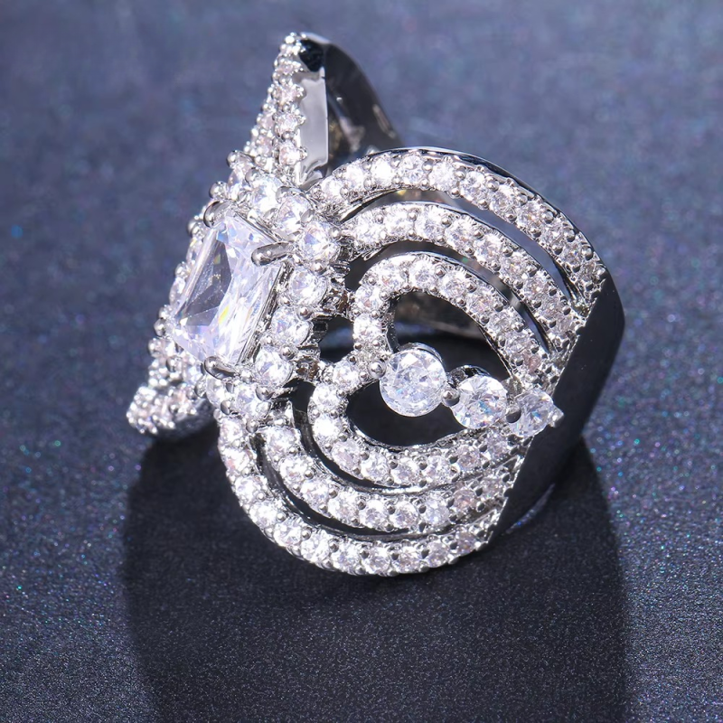 Ingenious Cubic Zircon Adjustable Mask Shape Bridal Wedding Party Ring - Image 2