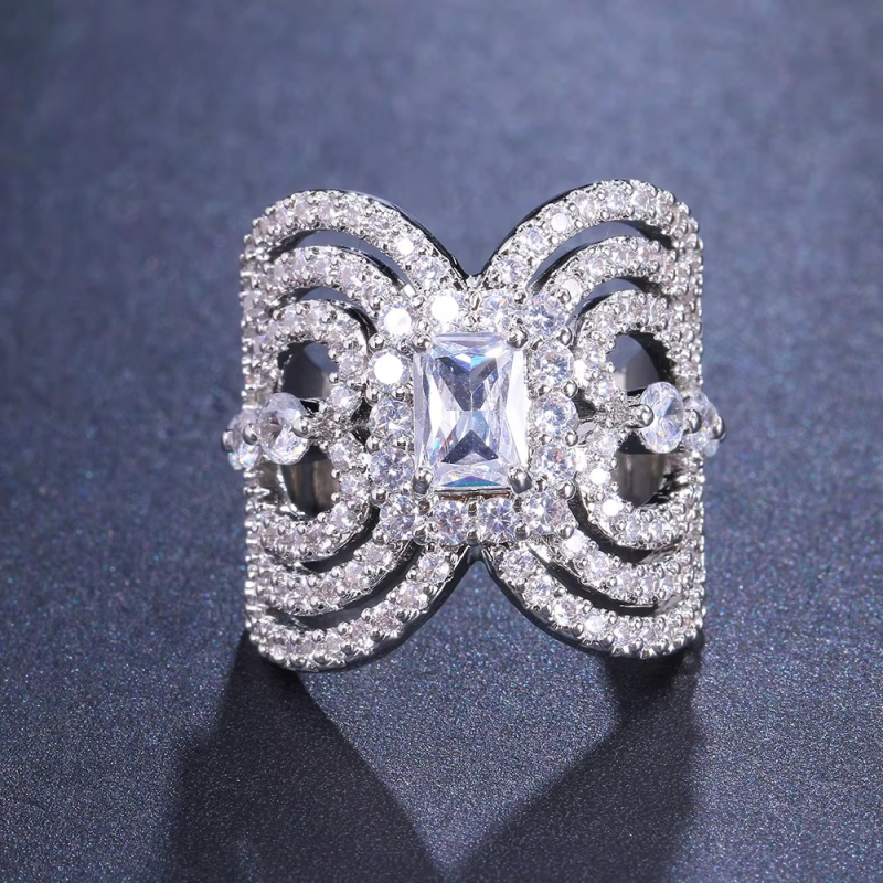 Ingenious Cubic Zircon Adjustable Mask Shape Bridal Wedding Party Ring - Image 3