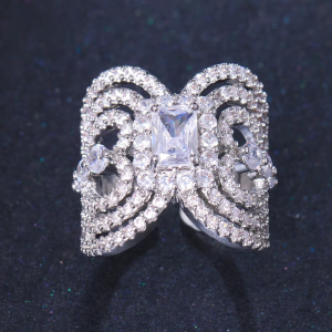 Ingenious Cubic Zircon Adjustable Mask Shape Bridal Wedding Party Ring - Image 4