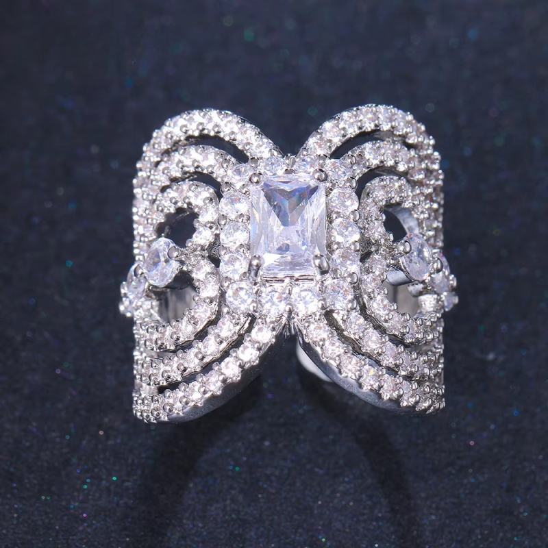 Ingenious Cubic Zircon Adjustable Mask Shape Bridal Wedding Party Ring - Image 4