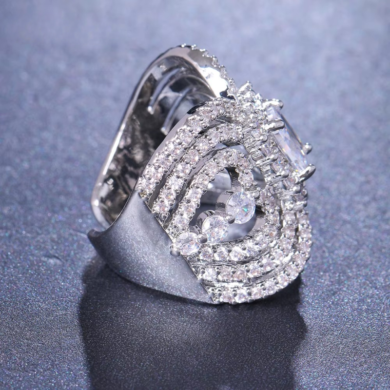 Ingenious Cubic Zircon Adjustable Mask Shape Bridal Wedding Party Ring - Image 5