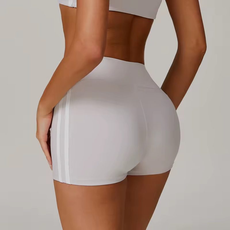 Trendy Knitted Nylon High Waisted Yoga Shorts Sportswear - Image 6