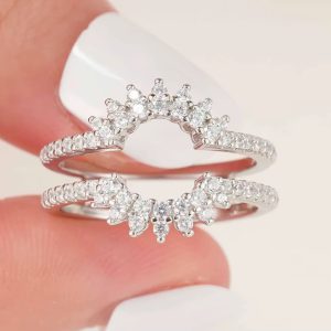 925 Sterling Sunflower Adjustable Wedding Band for Engagement Rings - Image 4