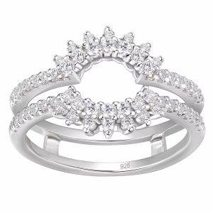 925 Sterling Sunflower Adjustable Wedding Band for Engagement Rings - Image 5
