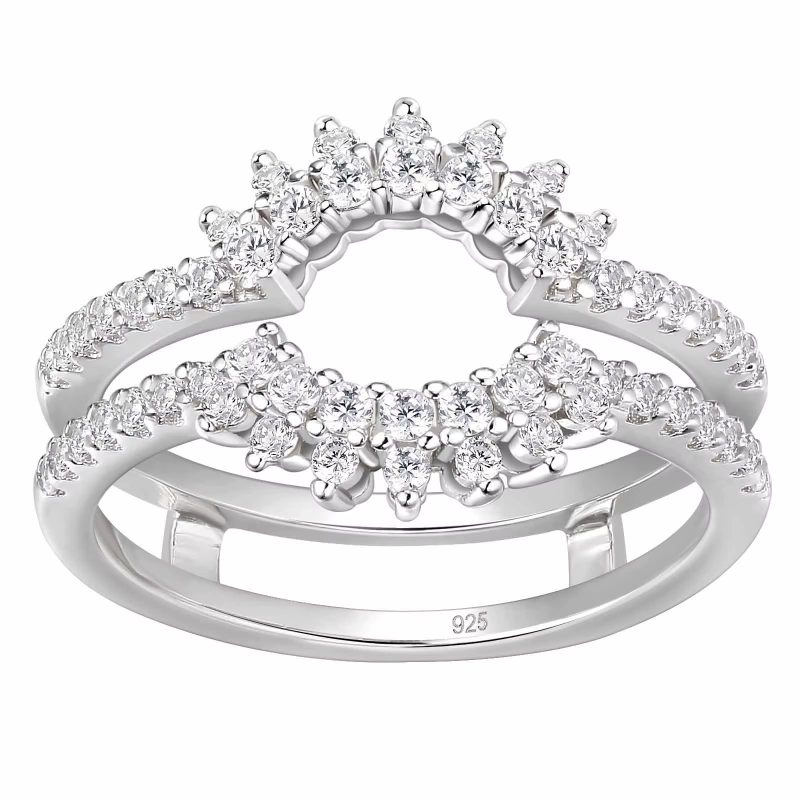 925 Sterling Sunflower Adjustable Wedding Band for Engagement Rings - Image 5