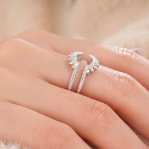 925 Sterling Sunflower Adjustable Wedding Band for Engagement Rings - Image 3