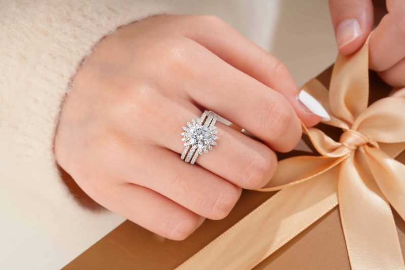 925 Sterling Sunflower Adjustable Wedding Band for Engagement Rings - Image 2