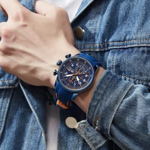 Silicone Water Resistant Clock Quartz Round Mens Watches