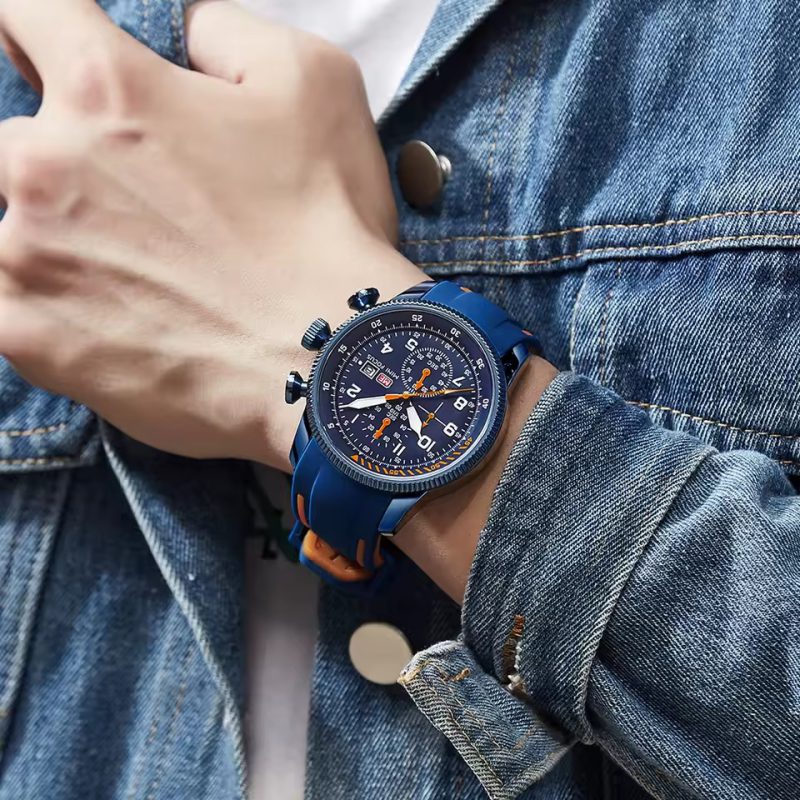 Silicone Water Resistant Clock Quartz Round Mens Watches