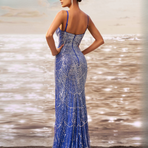 Casual Spaghetti Sequin Split Formal Graduation Maxi Dresses - Image 5