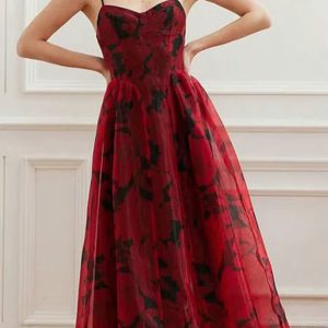 Casual Square Neck Sleeveless High Waist Temperament Midi Dress - Image 3