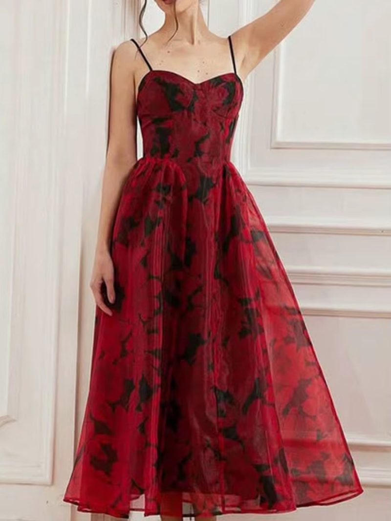 Casual Square Neck Sleeveless High Waist Temperament Midi Dress - Image 2