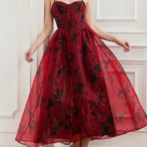Casual Square Neck Sleeveless High Waist Temperament Midi Dress - Image 4