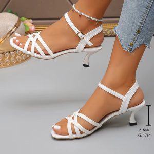 Casual Strap Open Thin buckle strap Ankle Strap High Heels - Image 4