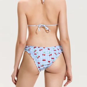 Cherry Print Halter Bra Tops with Low Waist Thongs 2 Pieces Beach Swimsuits Bikinis Set - Image 2