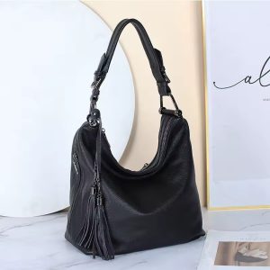 Classic Genuine Leather Daily Shopping Hobos Large Tote Handbag - Image 5
