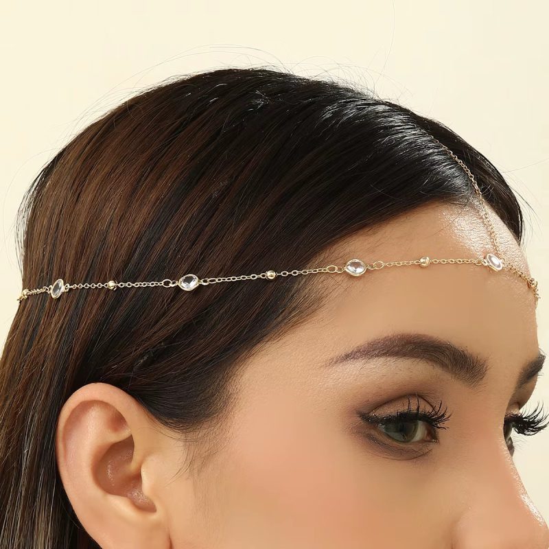 Crystal Stone Hair Headband Metal Simple Head Chain Forehead - Image 3