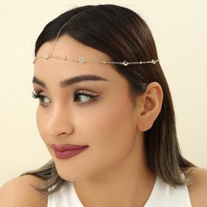 Crystal Stone Hair Headband Metal Simple Head Chain Forehead