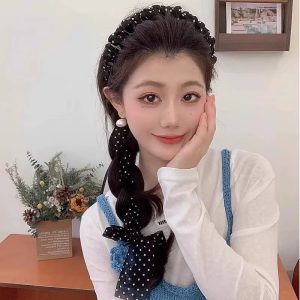 Elegant Dot Ribbon Teethed Sweet Hair Ornament Headband - Image 2