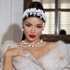 Elegant Pearl Crystal Head Hoop Wedding Headpieces Bride Headband