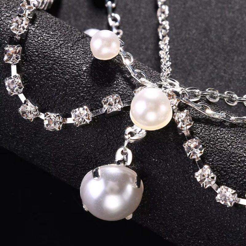 Full Rhinestone Pearls Tassel Crystal Multilayer Head Chain - Image 5