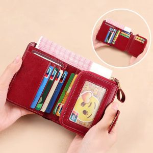 Genuine Leather Blocking ID Card Holder Zipper Coin Purse Small Purses - Image 4