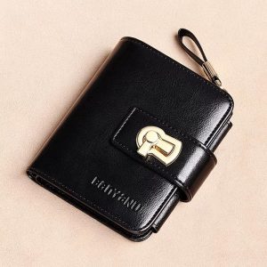 Genuine Leather Blocking ID Card Holder Zipper Coin Purse Small Purses - Image 6