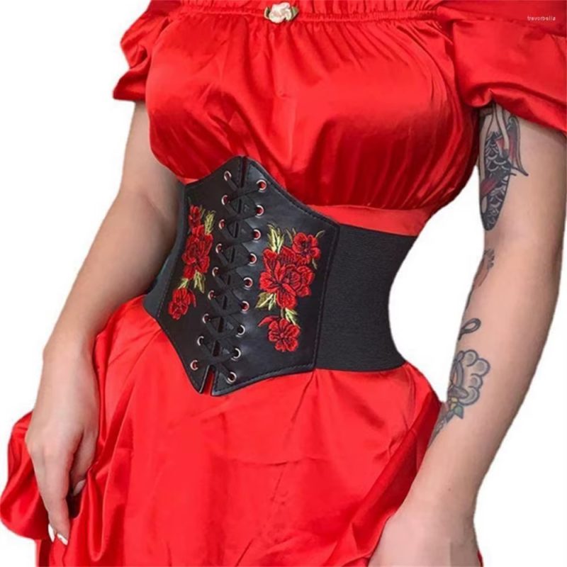 Gothic PU Leather Cummerbund Slimming Waistband Corset Wide Belts - Image 2