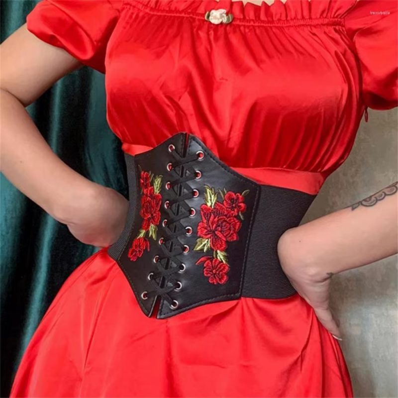 Gothic PU Leather Cummerbund Slimming Waistband Corset Wide Belts - Image 3