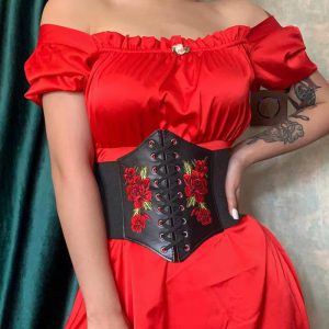 Gothic PU Leather Cummerbund Slimming Waistband Corset Wide Belts