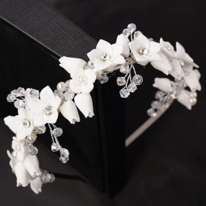 Luxury Crystal Resin Ceramic Bridal Crown Wedding Party Hair Hoop for Tiaras - Image 9