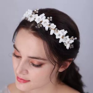 Luxury Crystal Resin Ceramic Bridal Crown Wedding Party Hair Hoop for Tiaras