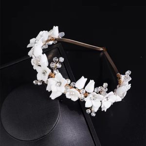 Luxury Crystal Resin Ceramic Bridal Crown Wedding Party Hair Hoop for Tiaras - Image 3