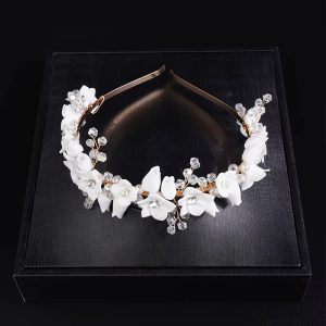 Luxury Crystal Resin Ceramic Bridal Crown Wedding Party Hair Hoop for Tiaras - Image 4