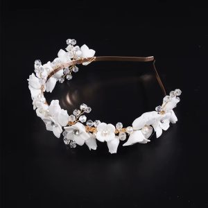 Luxury Crystal Resin Ceramic Bridal Crown Wedding Party Hair Hoop for Tiaras - Image 6