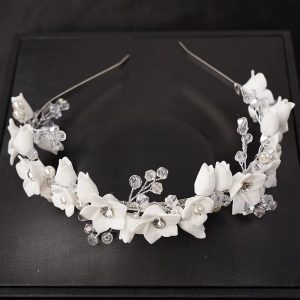 Luxury Crystal Resin Ceramic Bridal Crown Wedding Party Hair Hoop for Tiaras - Image 8