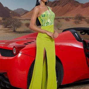 Luxury Diamond-patch Floor-Length Split Mermaid sleeveless Dress - Image 6