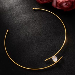 Metal Torques Chain Inlaid Crystal Hip Hop Party Jewelry Sparkly Choker - Image 2