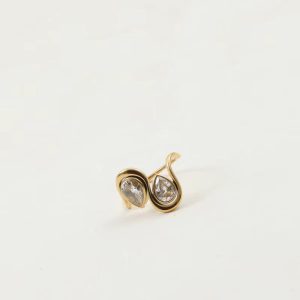 Cute PVD Shinny Double Waterdrop Shaped Stainless Steel Ring