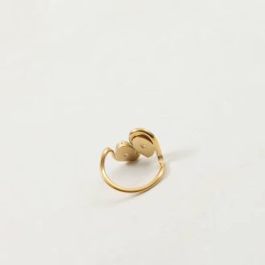 Cute PVD Shinny Double Waterdrop Shaped Stainless Steel Ring - Image 7