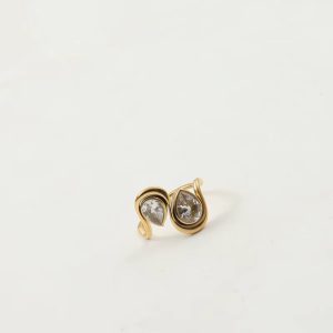 Cute PVD Shinny Double Waterdrop Shaped Stainless Steel Ring - Image 6