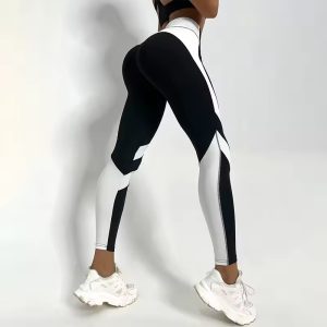 Trendy Color Blocked Tummy Control High Waisted Yoga Pants - Image 5