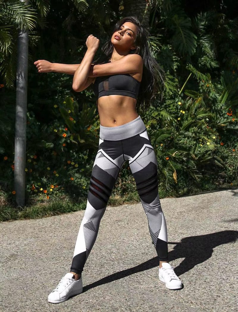 Trendy High Waist Tights Printed Ankle-Length Yoga Leggings