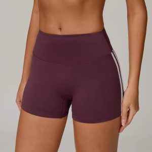 Trendy Knitted Nylon High Waisted Yoga Shorts Sportswear - Image 3