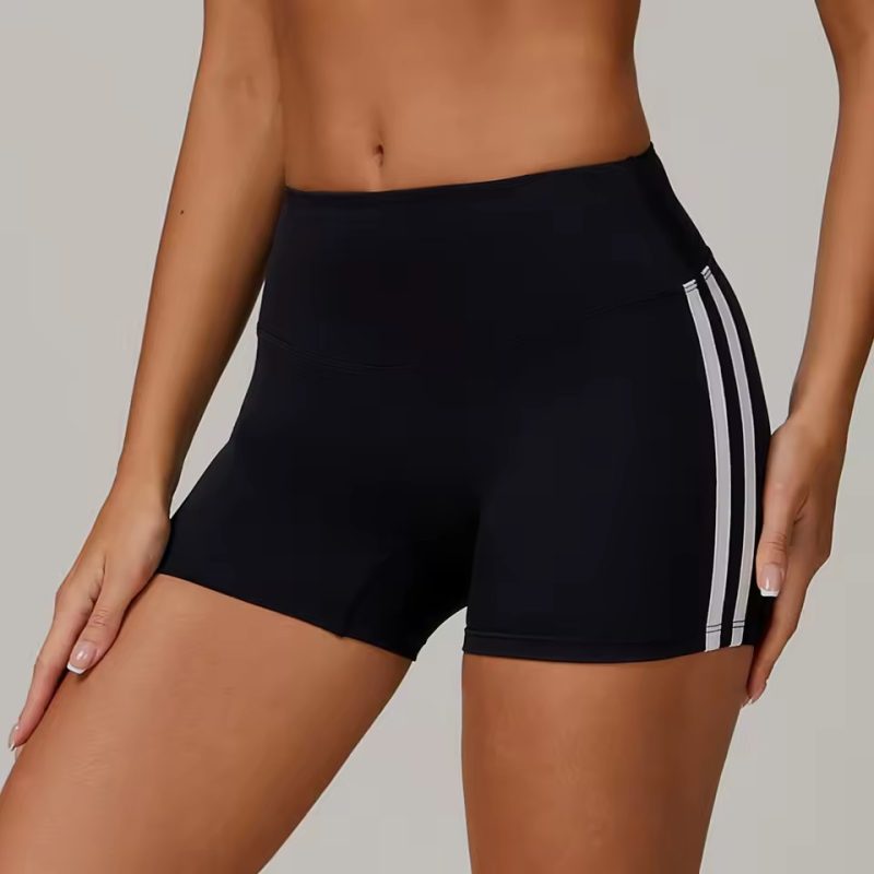 Trendy Knitted Nylon High Waisted Yoga Shorts Sportswear - Image 4