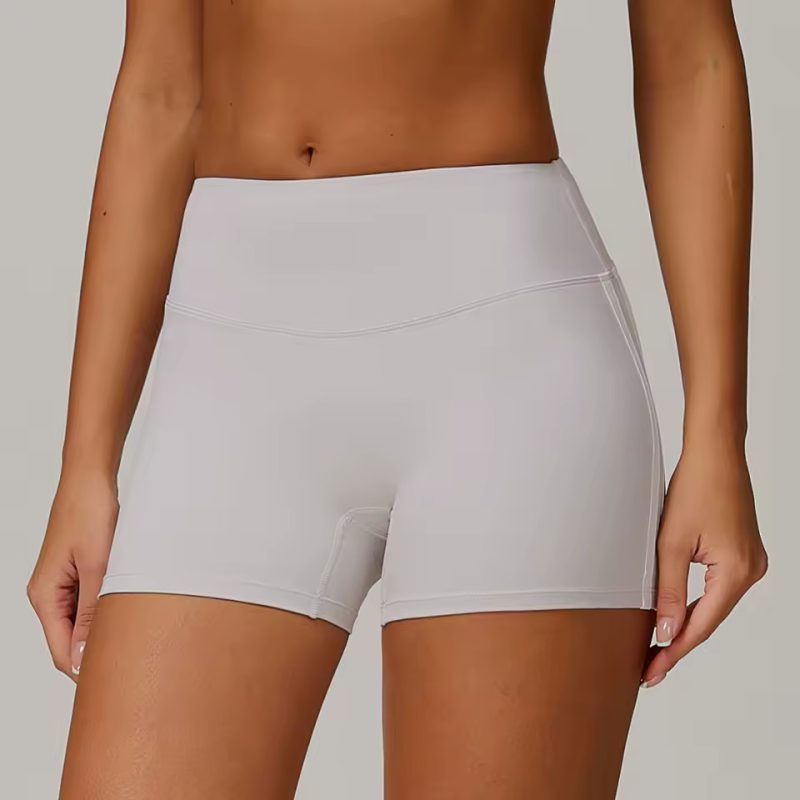 Trendy Knitted Nylon High Waisted Yoga Shorts Sportswear - Image 5