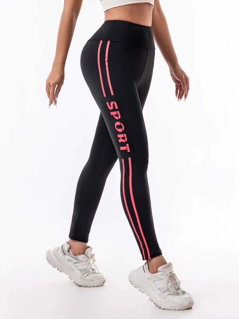 Trendy Letter Printed High-Waisted Pull-in Hip Lift Yoga Pants - Image 8